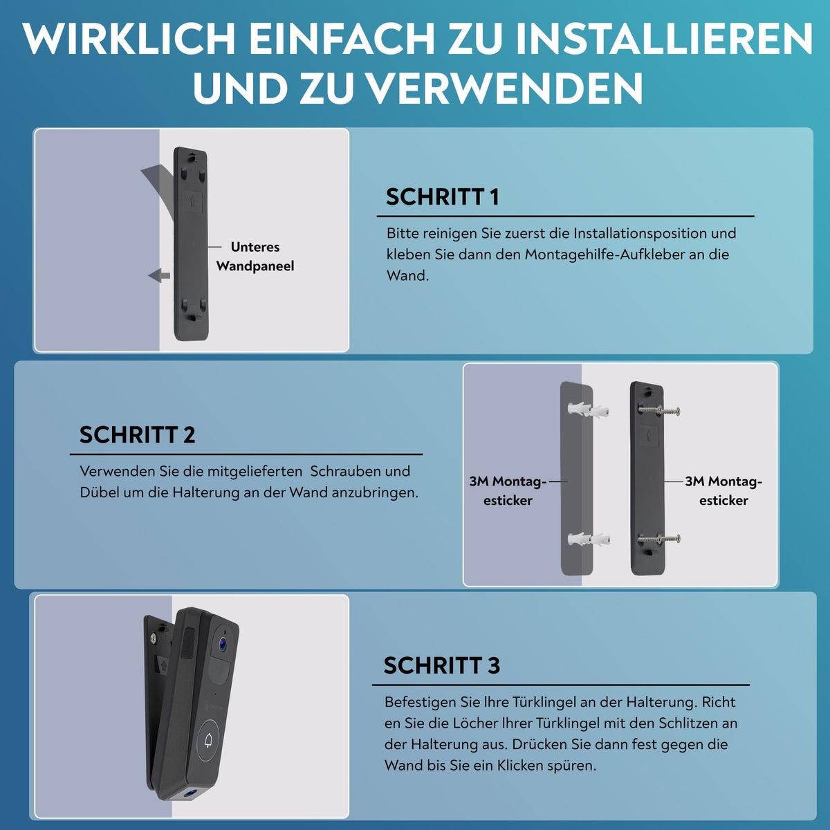 LUVISION WLAN Video Türklingel mit Gegensprechfunktion, 3MP Kamera, Bewegungserkennung, App