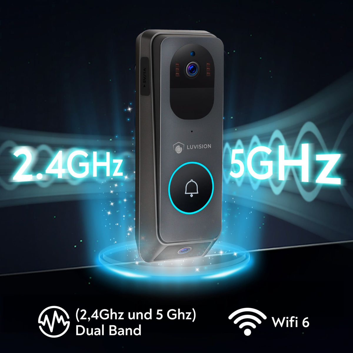 LUVISION WLAN Video Türklingel mit Gegensprechfunktion, 3MP Kamera, Bewegungserkennung, App