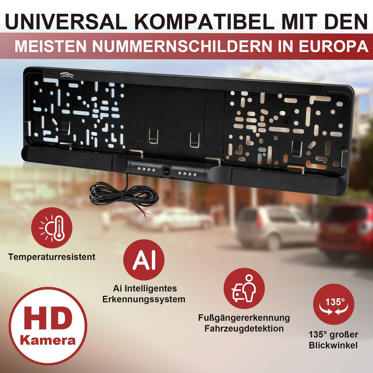 CARMATRIX Auto WLAN Rückfahrkamera KI Personenerkennung mit APP