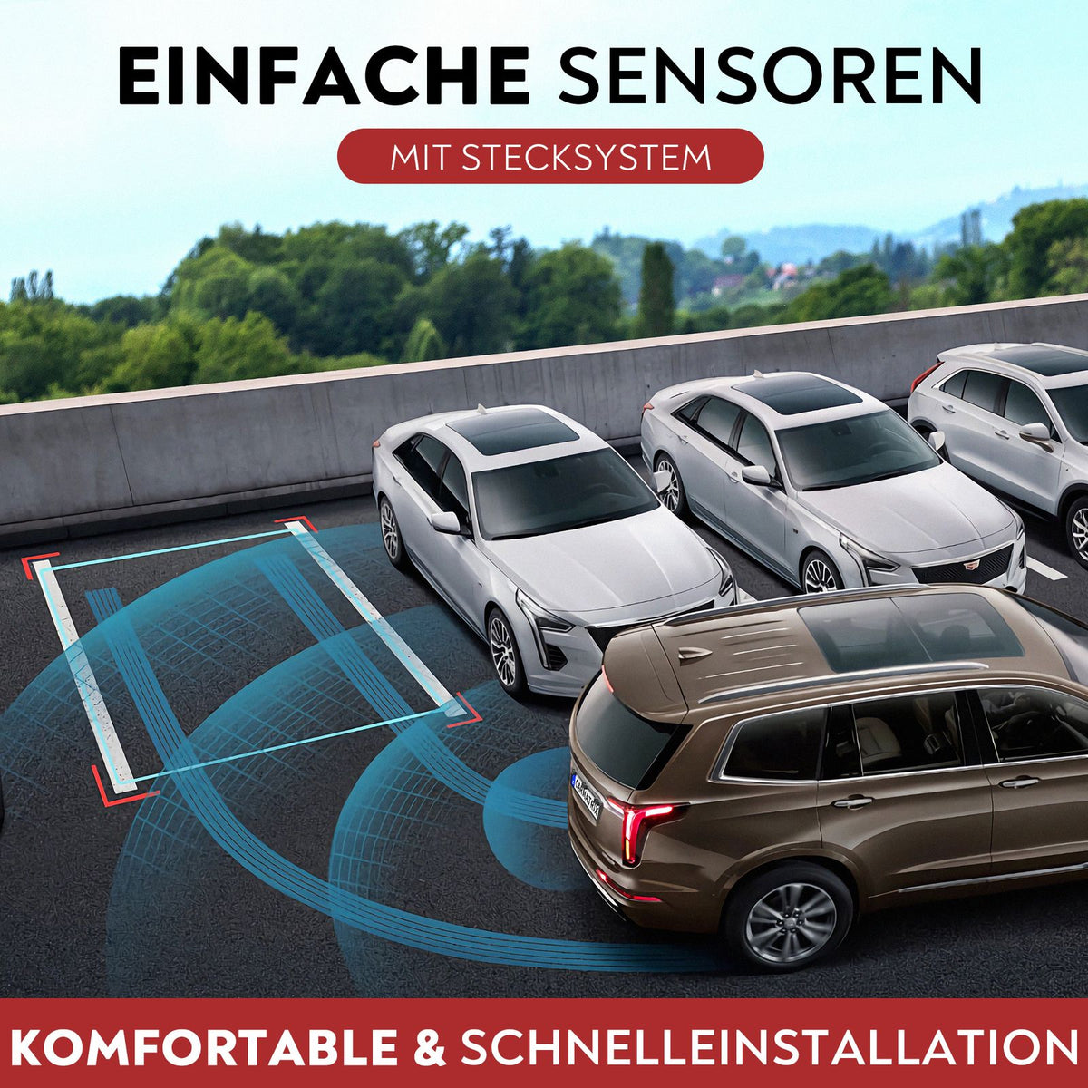 CARMATRIX Einparkhilfe Kfz-Kennzeichen Nummernschild mit drei PDC Sensoren KFZ mit Summer Ton