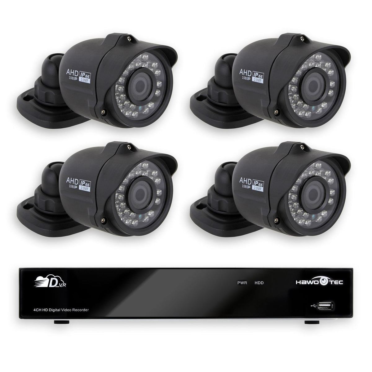 Full HD AHD 4 Kanal P2P Videoüberwachungssystem Komplettsystem Echtzeit 1080p HDMI