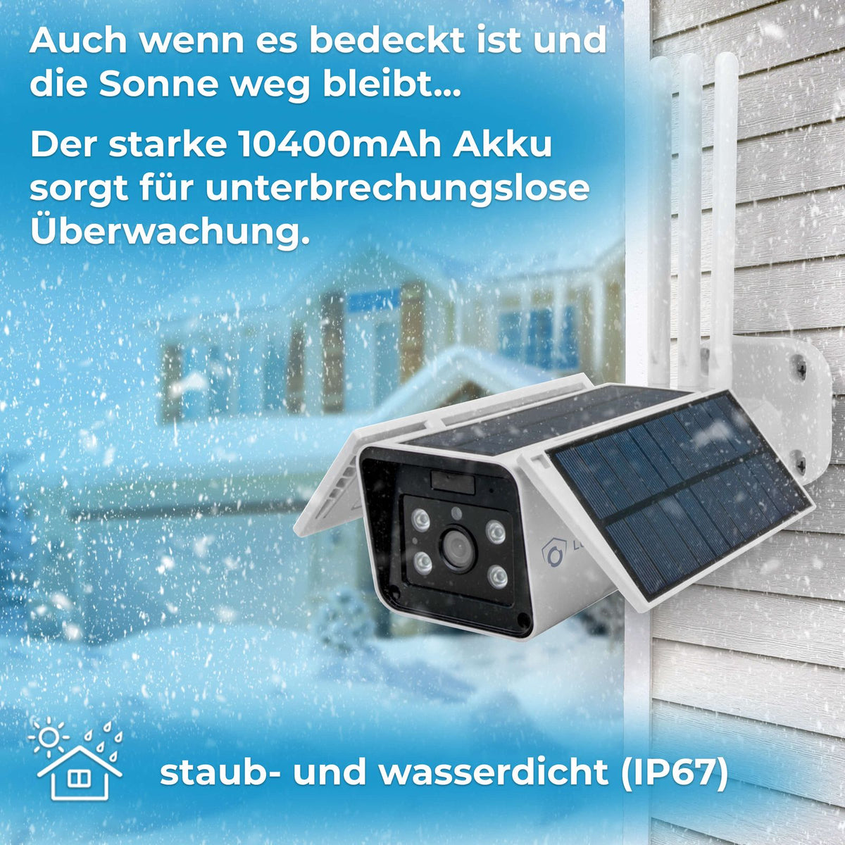 LUVISION WLAN Solar Kamera mit Solarzelle Solarpanel Solarkamera Tuya App Alexa kompatibel