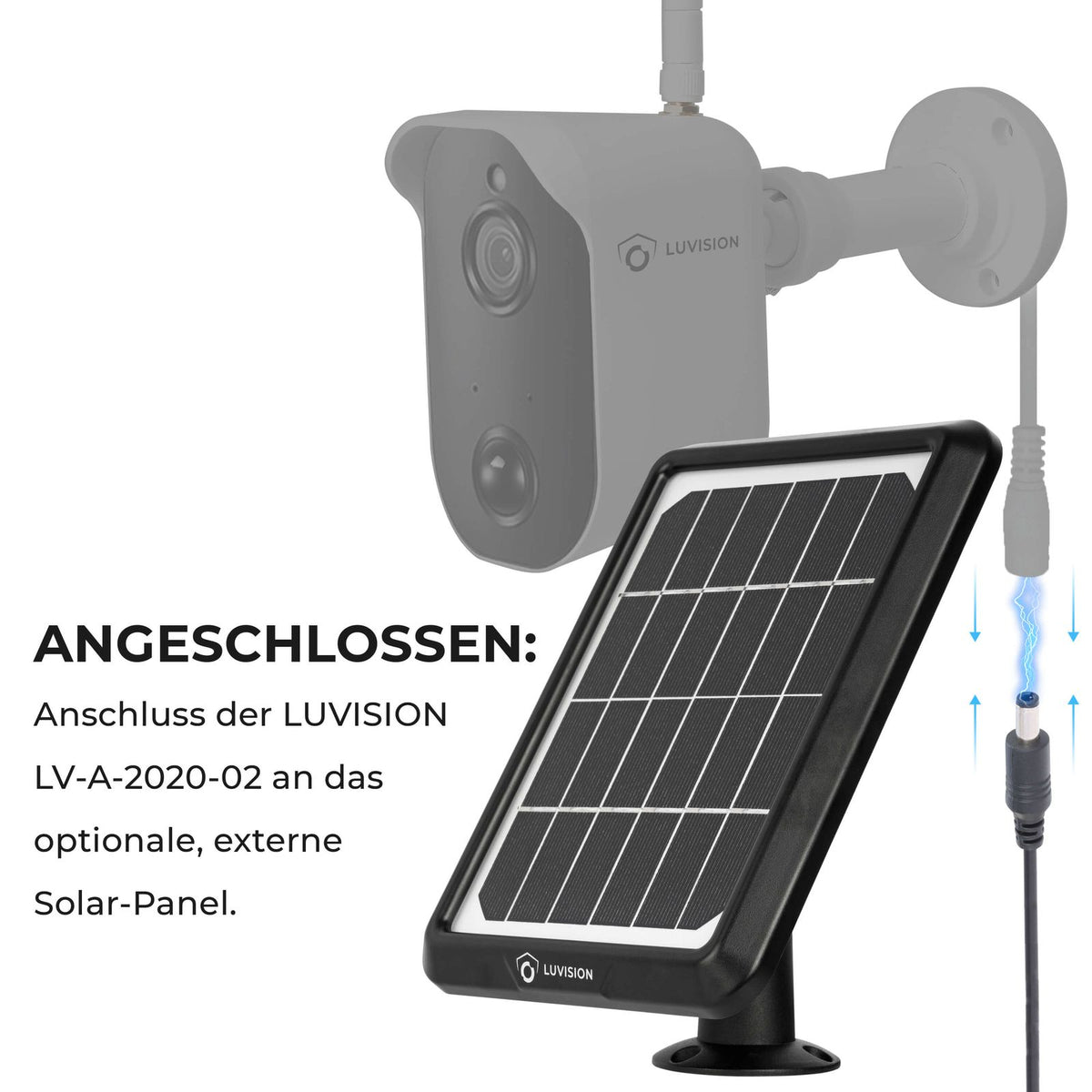 LUVISION Solarpanel Solarkollektor für Akku Überwachungskamera schwarz
