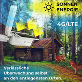 LUVISION 4G/ LTE Solar IP Kamera Cloud Überwachungskamera für SIM Karte mit Solarzelle Solarpanel Solarkamera 6W