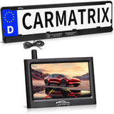 CARMATRIX Funk Rückfahrkamera Digital im Nummernschildhalter mit 4,3" Monitor Nachtsicht LED's (Versandrückläufer)