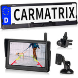 CARMATRIX HD Solar Wireless Backup Camera with 5" Monitor License Plate Camera with Solar Panel for Front or Rear