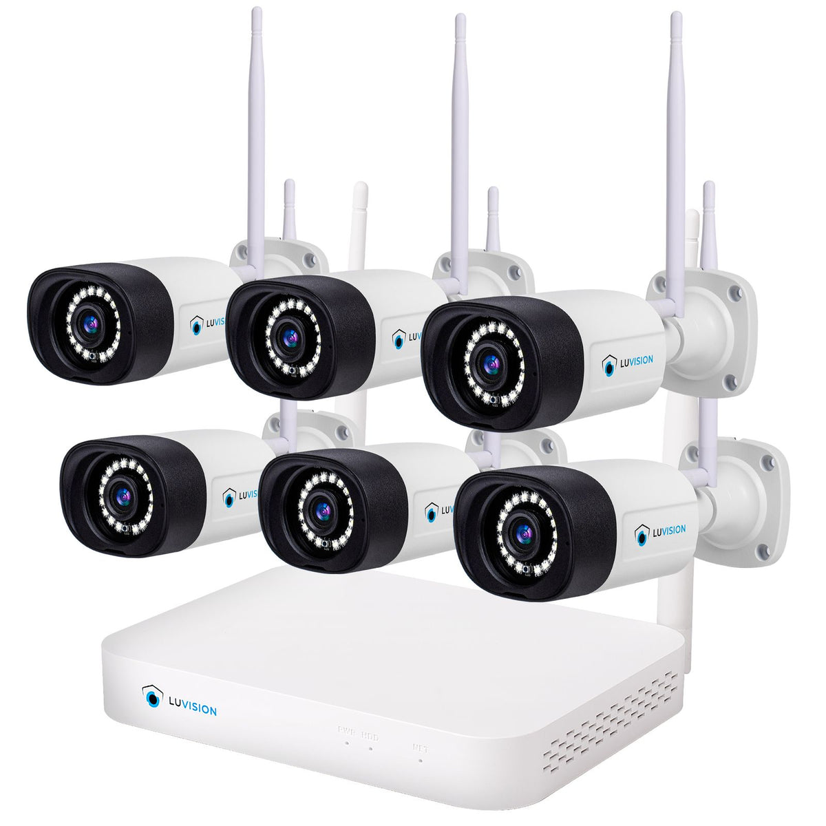 LUVISION WLAN Funk Video Überwachungssystem KI NVR 5MP Nachtsicht Farbe Mikrofon Wifi6