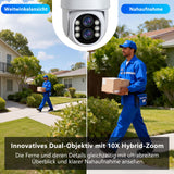 LUVISION 3MP+3MP Dual Linse PTZ WLAN Überwachungskamera KI Personenerkennung