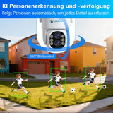 LUVISION 3MP+3MP Dual Linse PTZ WLAN Überwachungskamera KI Personenerkennung