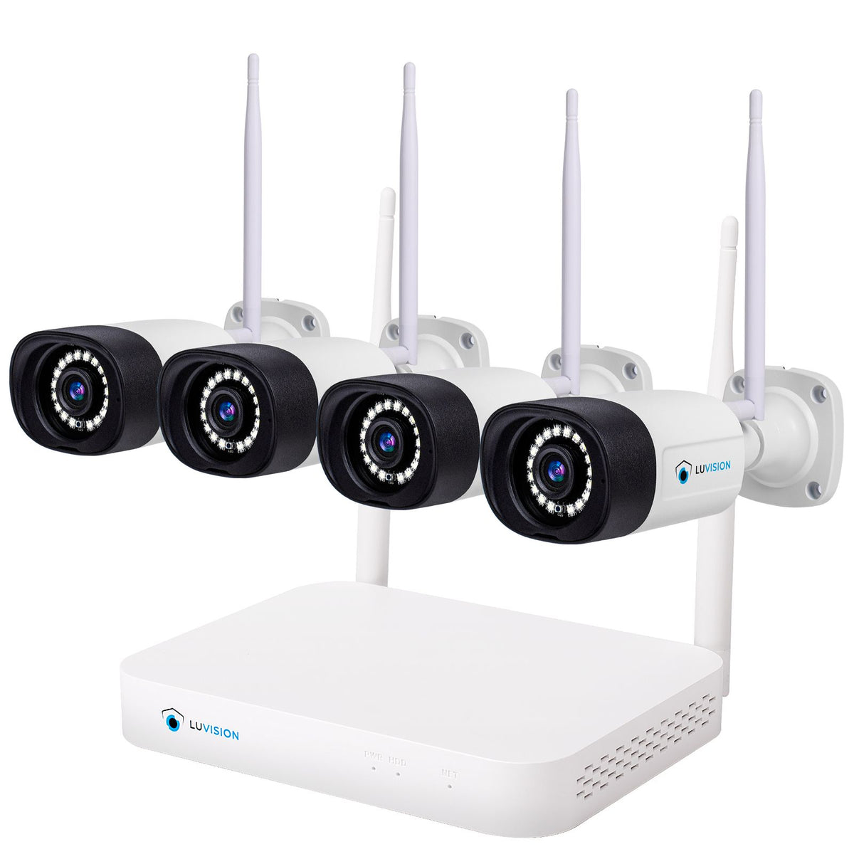 LUVISION WLAN Funk Video Überwachungssystem KI NVR 5MP Nachtsicht Farbe Mikrofon Wifi6