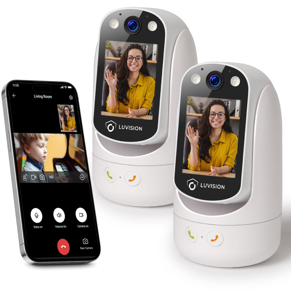 LUVISION 2er Set PTZ Gegensprechkamera Video Anruf Kamera Telefonkamera WLAN Überwachungskamera Senioren Baby Autotracking