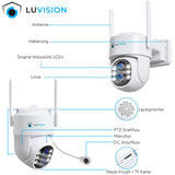 LUVISION Dual WLAN PTZ Überwachungssystem mit 12,5" Monitor,Mikrofon, Sirene, Nachtsicht, KI Bewegungsverfolgung