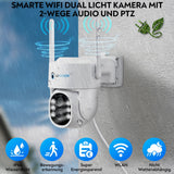 LUVISION 3MP+3MP Dual Linse PTZ WLAN Überwachungskamera KI Personenerkennung