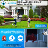 LUVISION Dual WLAN PTZ Surveillance System with Monitor 5MP, Microphone, Siren, Night Vision, AI Motion Tracking