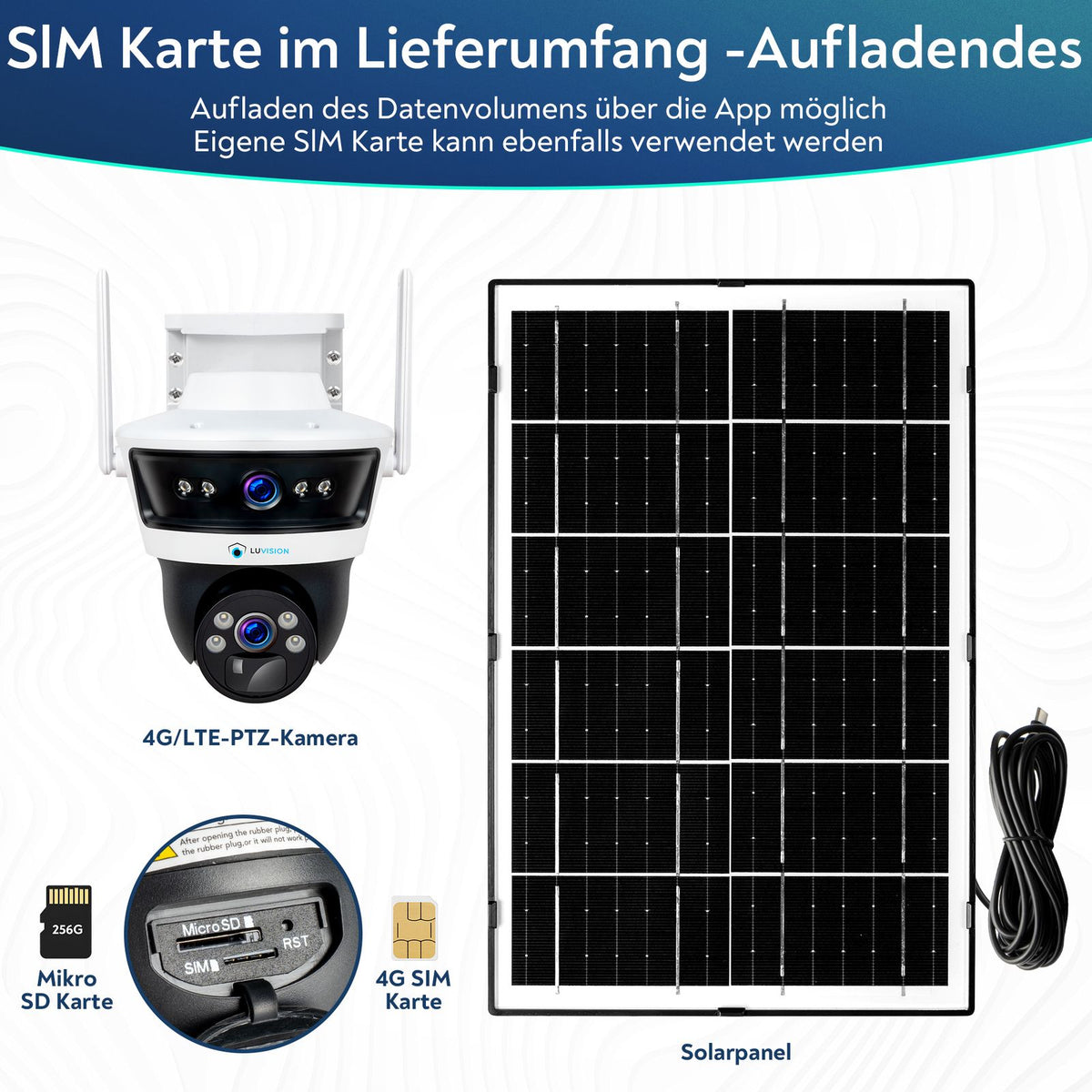 LUVISION 4G / LTE PTZ Solar Surveillance Camera SIM Card AI Motion Tracking (Customer Return)