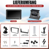 CARMATRIX Solar Rückfahrsystem mit 7" Monitor Rückfahrkamera mit Magnet Akku für Wohnmobil, Wohnwagen, Transporter
