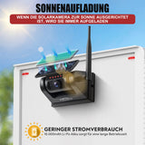 CARMATRIX Solar Rückfahrsystem mit 7" Monitor Rückfahrkamera mit Magnet Akku für Wohnmobil, Wohnwagen, Transporter