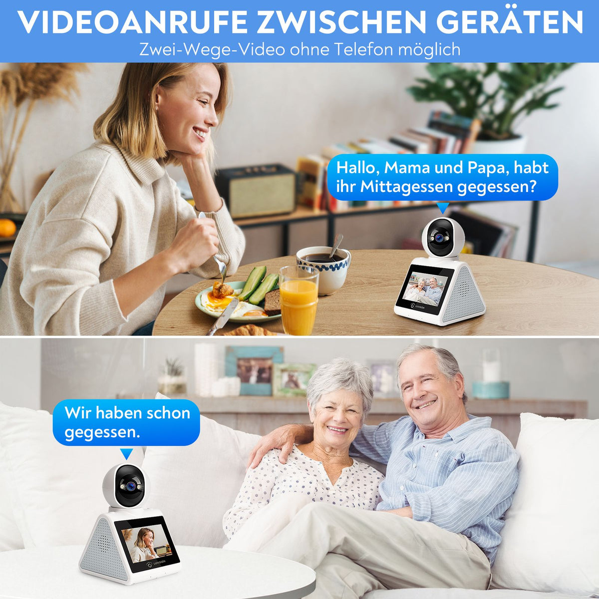 LUVISION PTZ Gegensprechkamera Video Anruf Kamera Telefonkamera WLAN Überwachungskamera Senioren Baby Überwachung Autotracking 4MP