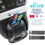 LUVISION 4G / LTE PTZ Solar Überwachungskamera 24/7 Aufzeichnung AOV SIM Karte KI Bewegungsverfolgung