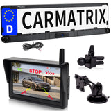CARMATRIX HD Funk Rückfahrsystem mit 5" Monitor Kennzeichenhalter PDC Einparksensoren