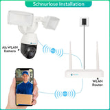 LUVISION LED Flutlicht PTZ WLAN Überwachungskamera mit Bewegungsverfolgung Lampe AI Auto Tracking 230V (Versandrückläufer)