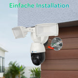 LUVISION LED Flutlicht PTZ WLAN Überwachungskamera mit Bewegungsverfolgung Lampe AI Auto Tracking 230V (Versandrückläufer)