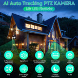 LUVISION LED Flutlicht PTZ WLAN Überwachungskamera mit Bewegungsverfolgung Lampe AI Auto Tracking 230V (Versandrückläufer)