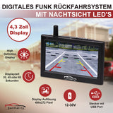 CARMATRIX Wireless Digital Reversing Camera in License Plate Holder with 4.3" Monitor Night Vision LEDs (without Solar)