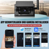 CARMATRIX Funk WLAN Solar Rückfahrkamera mit Magnet KI Personenerkennung mit APP
