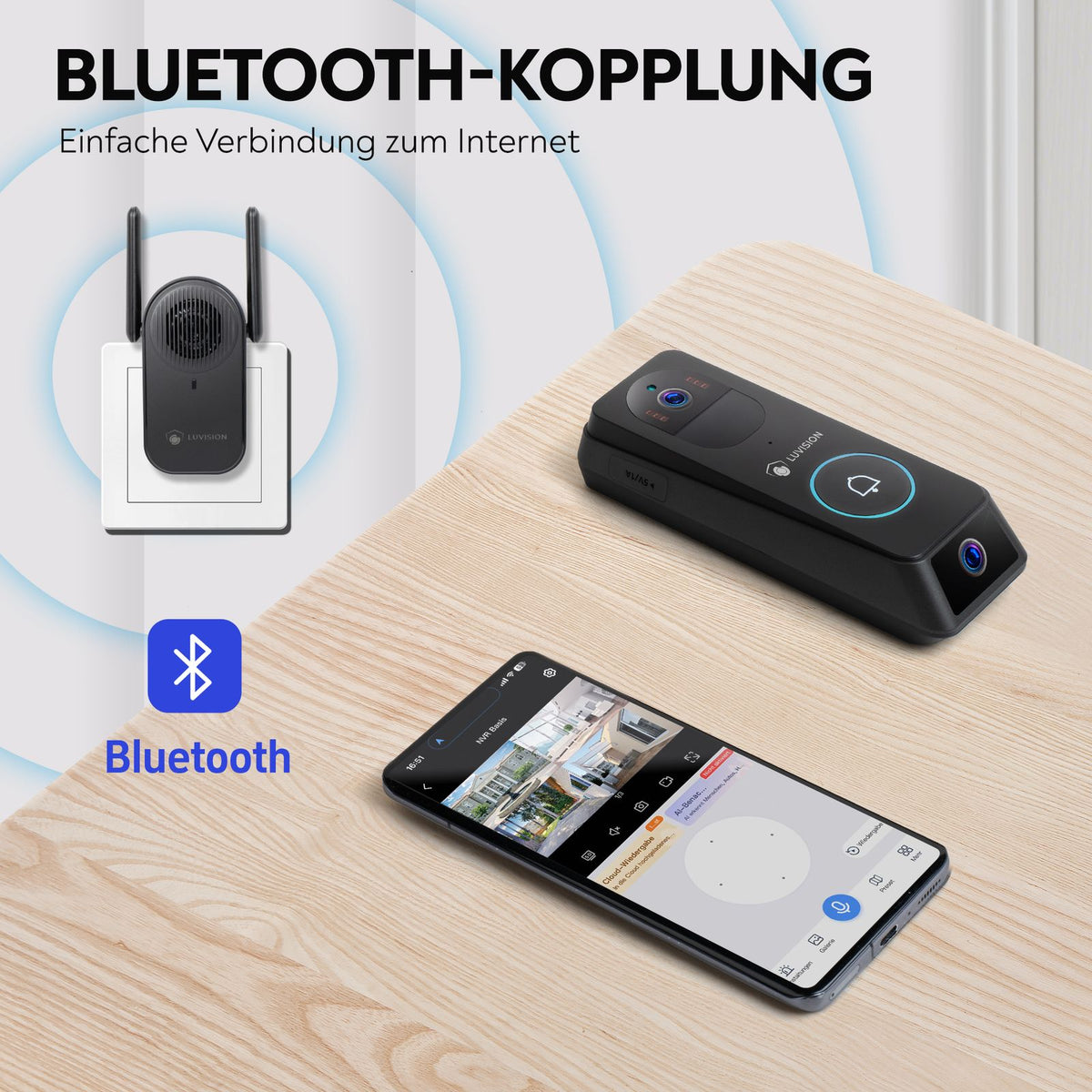 LUVISION WLAN Video Türklingel mit Gegensprechfunktion, 3MP Kamera, Bewegungserkennung, App