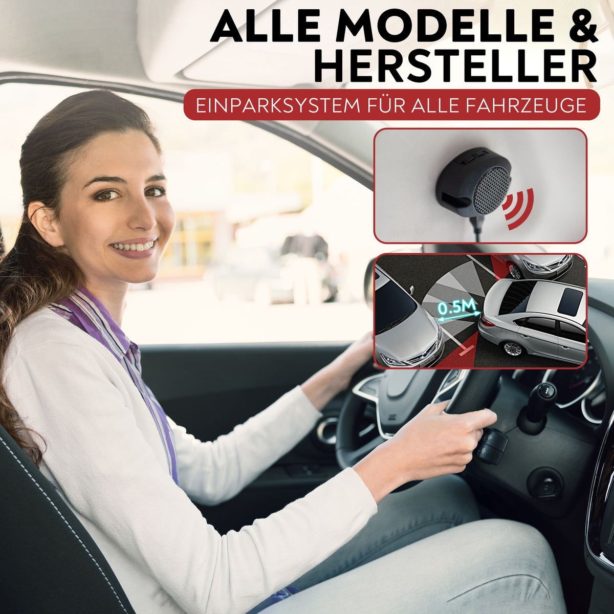 CARMATRIX Einparkhilfe Kfz-Kennzeichen Nummernschild mit drei PDC Sensoren KFZ mit Summer Ton