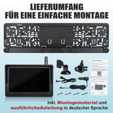 CARMATRIX Solar Funk Rückfahrsystem HD Rückfahrkamera im Nummernschild mit 2 PDC Sensoren Solarpanel