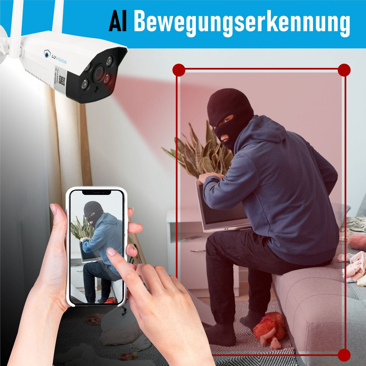 LUVISION 4G / LTE Spotlight 3MP IP Security Camera with SIM Mobile Phone Card Siren Outdoor
