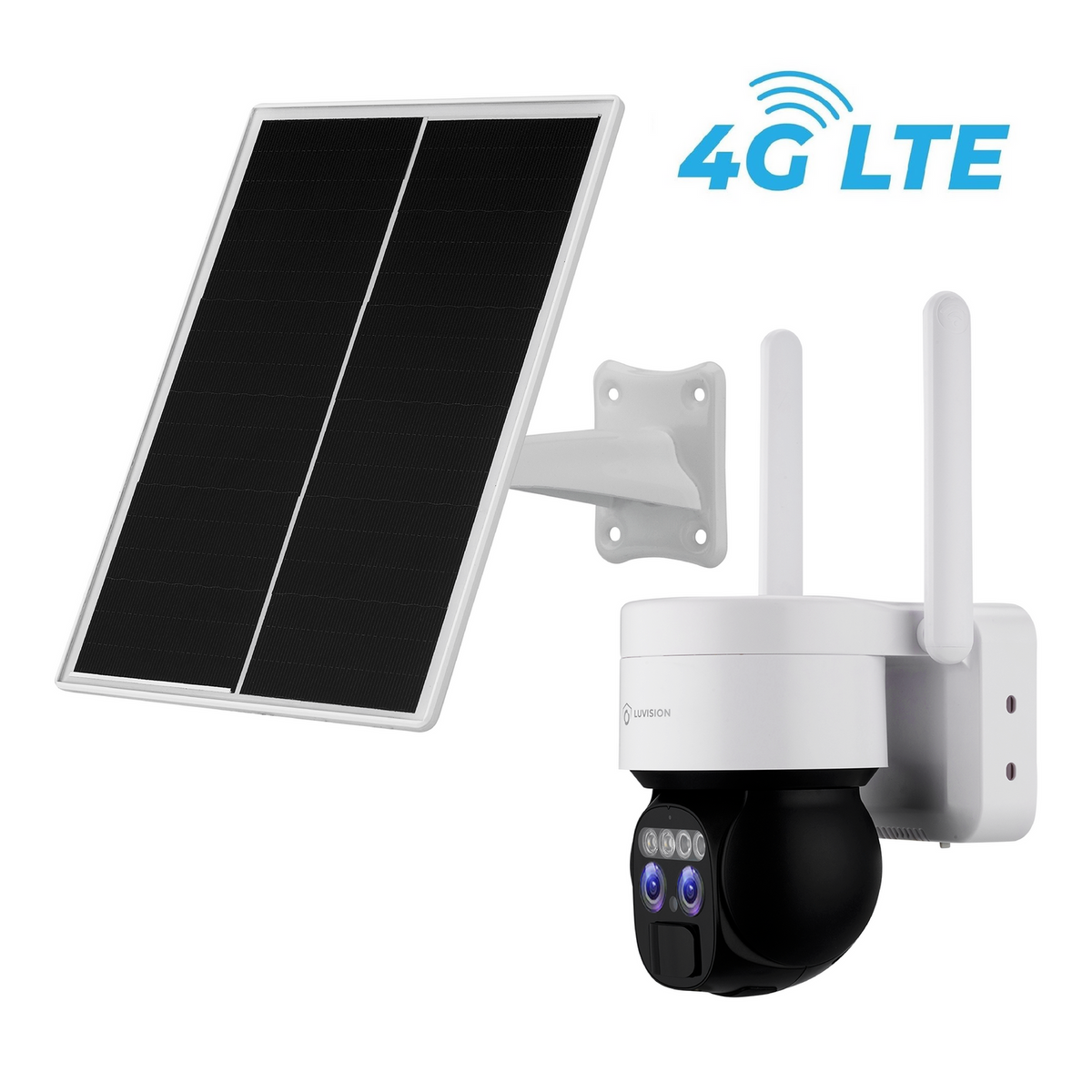 LUVISION 4G / LTE DUO PTZ Solar Überwachungskamera Kamera für SIM Karte 12x opt. Zoom Sirene