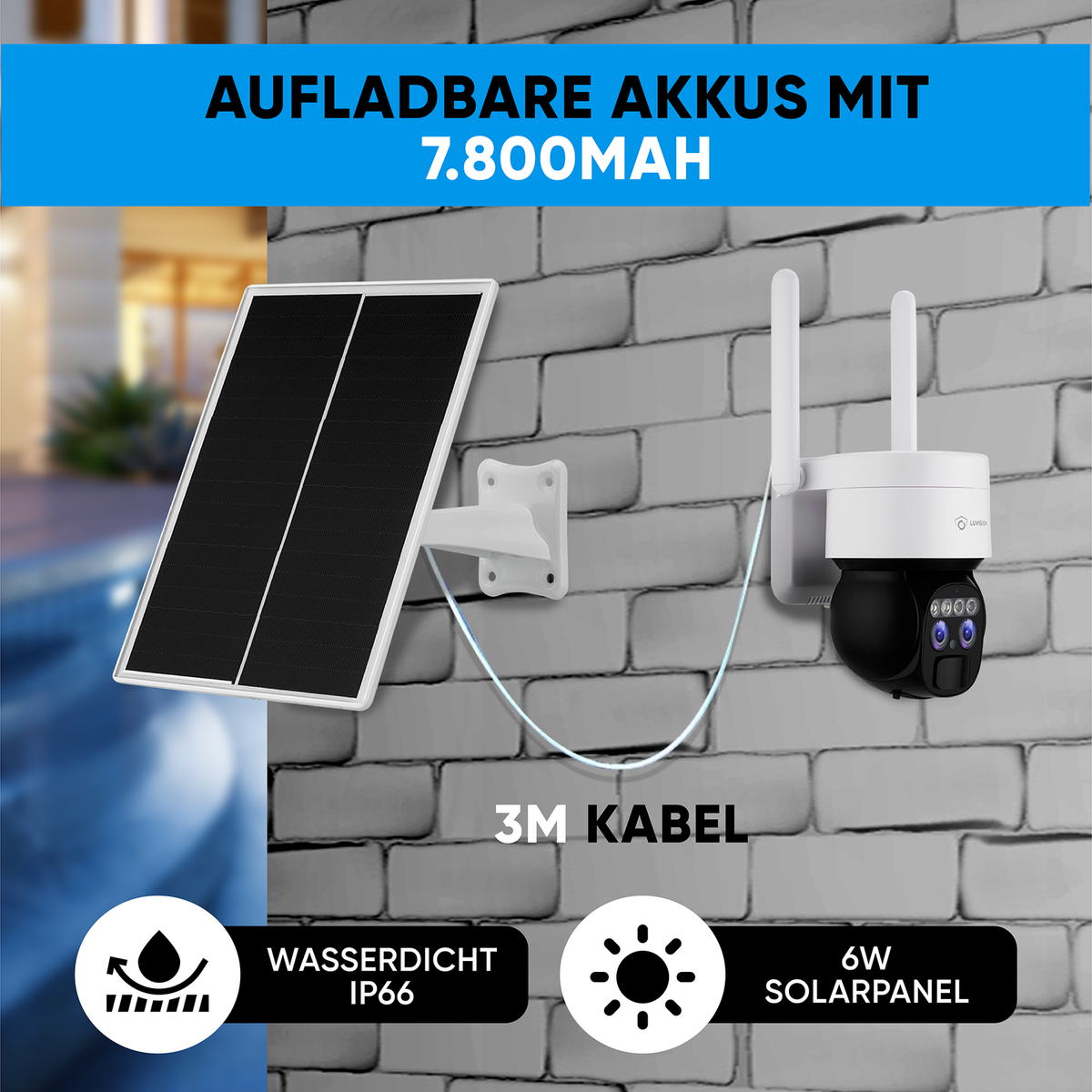 LUVISION 4G / LTE DUO PTZ Solar Überwachungskamera Kamera für SIM Karte 12x opt. Zoom Sirene