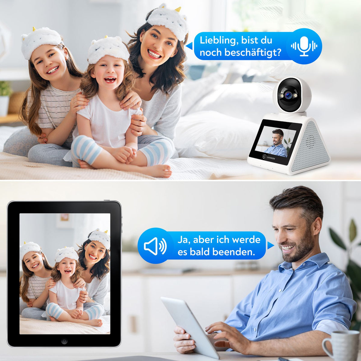 LUVISION PTZ Gegensprechkamera Video Anruf Kamera Telefonkamera WLAN Überwachungskamera Senioren Baby Überwachung Autotracking 4MP