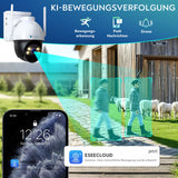LUVISION 4G / LTE PTZ Solar Überwachungskamera 4MP mit SIM Karte KI Bewegungsverfolgung