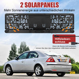CARMATRIX Solar Funk Rückfahrsystem HD Rückfahrkamera im Nummernschild mit 2 PDC Sensoren Solarpanel