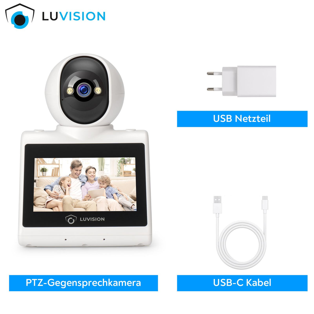 LUVISION 2er Set PTZ Gegensprechkamera Video Anruf Kamera Telefonkamera WLAN Überwachungskamera Senioren Baby Überwachung Autotracking 4MP