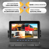 CARMATRIX AHD QUAD DVR 4 Kanal Funk Rückfahrsystem Digital Auto Wohnmobil Monitor mit Mikrofon (4 Kameras)