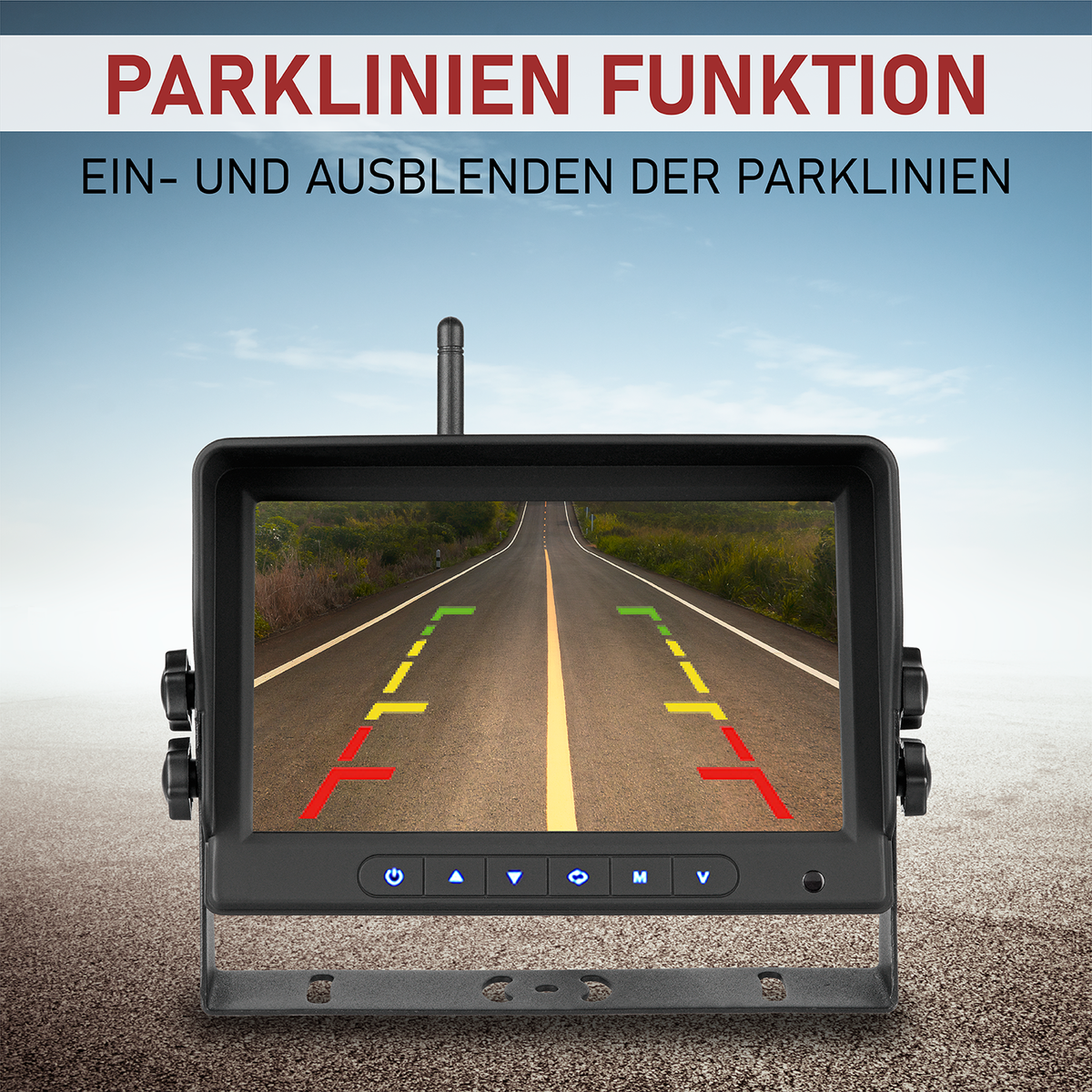 CARMATRIX HD Funk Rückfahrsystem Digital für LKW Wohnmobil Auto Transporter 7" Monitor mit Aufnahmefunktion, Mikrofon