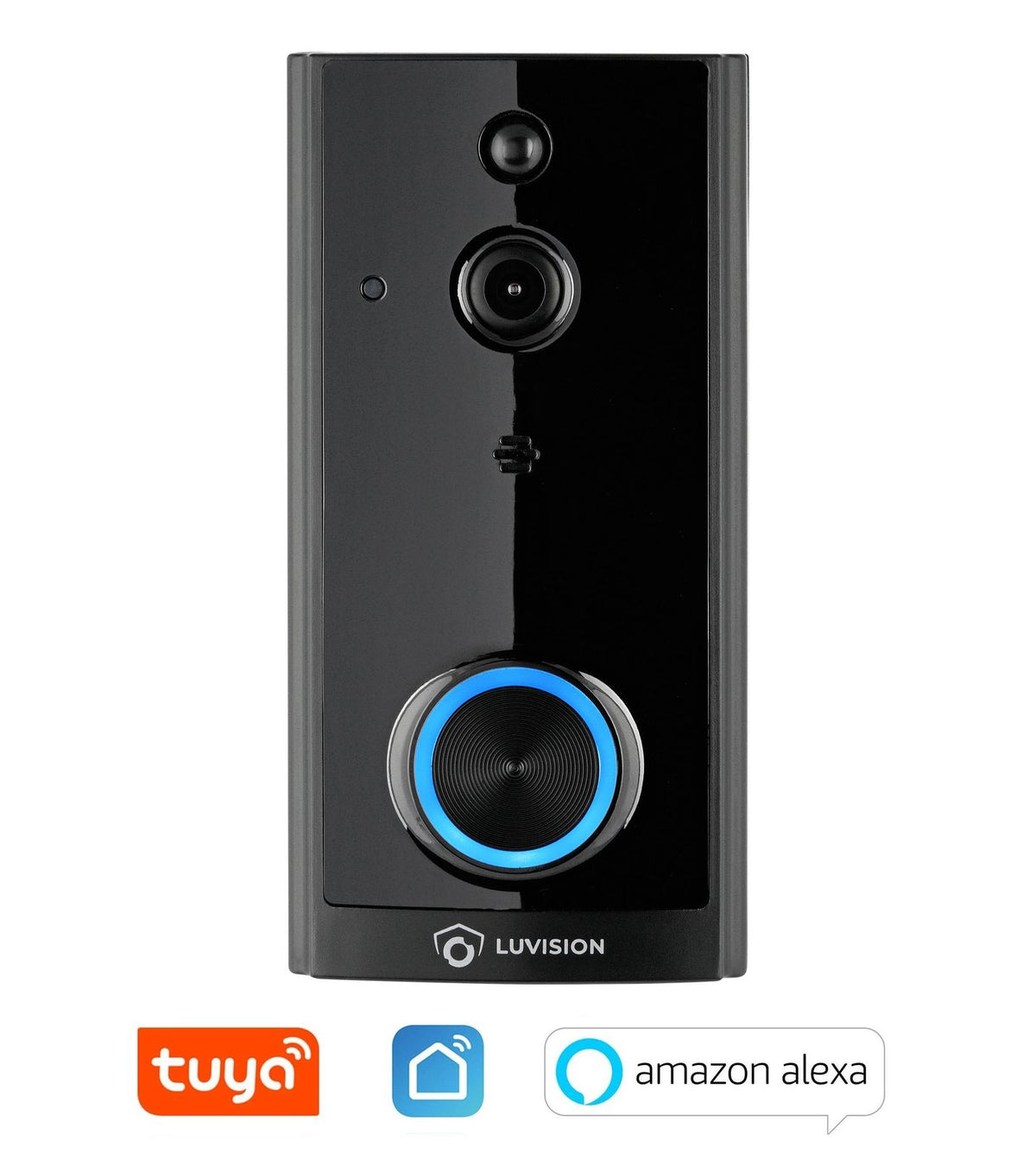 LUVISION WLAN Wireless Video Doorbell with Camera Tuya App Compatible Alexa Show Door Chime Black