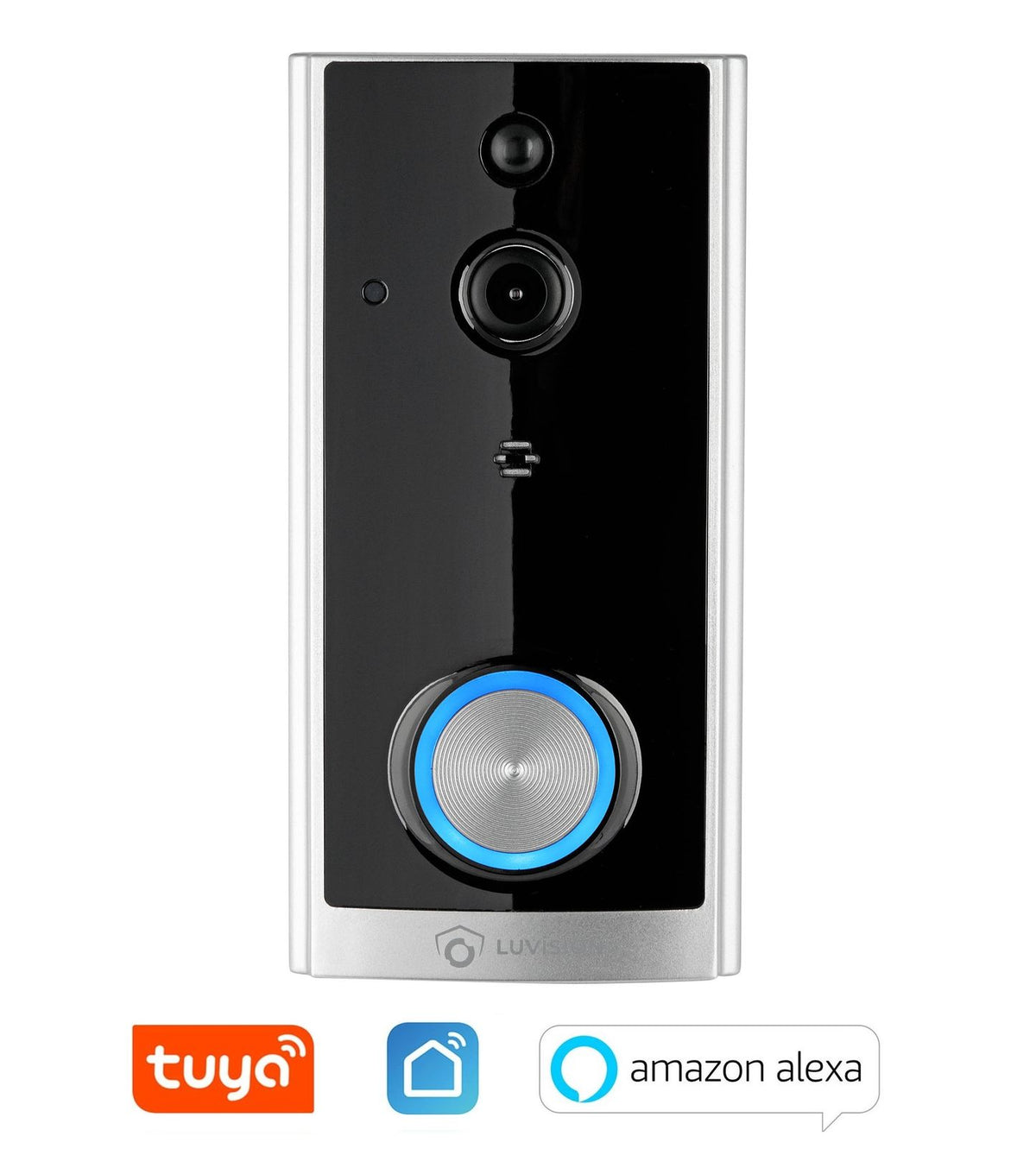 LUVISION WLAN Funk Video Türklingel mit Kamera Tuya App kompatibel Alexa Show Türglocke silber
