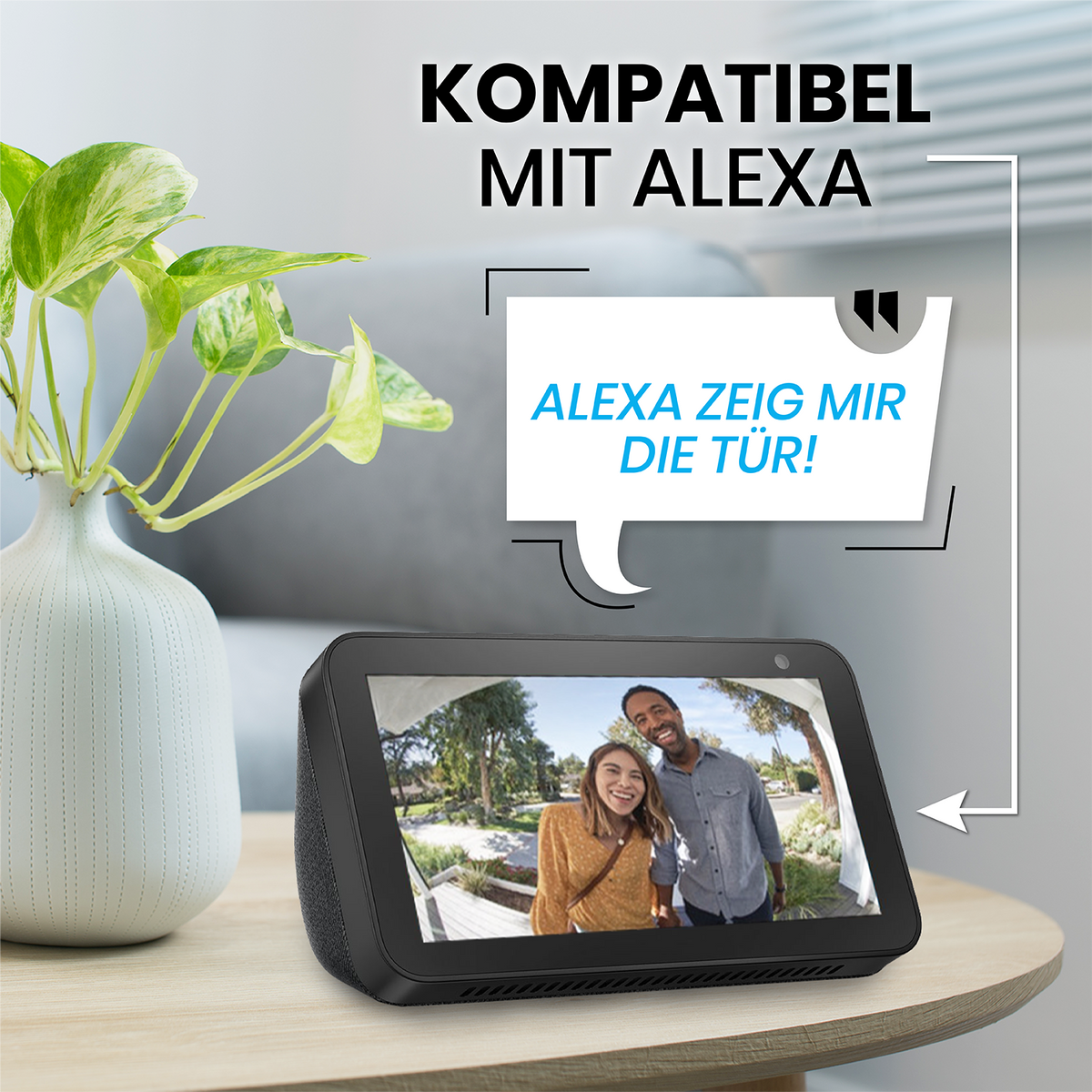 LUVISION WLAN Wireless Video Doorbell with Camera Tuya App Compatible Alexa Show Door Chime Black