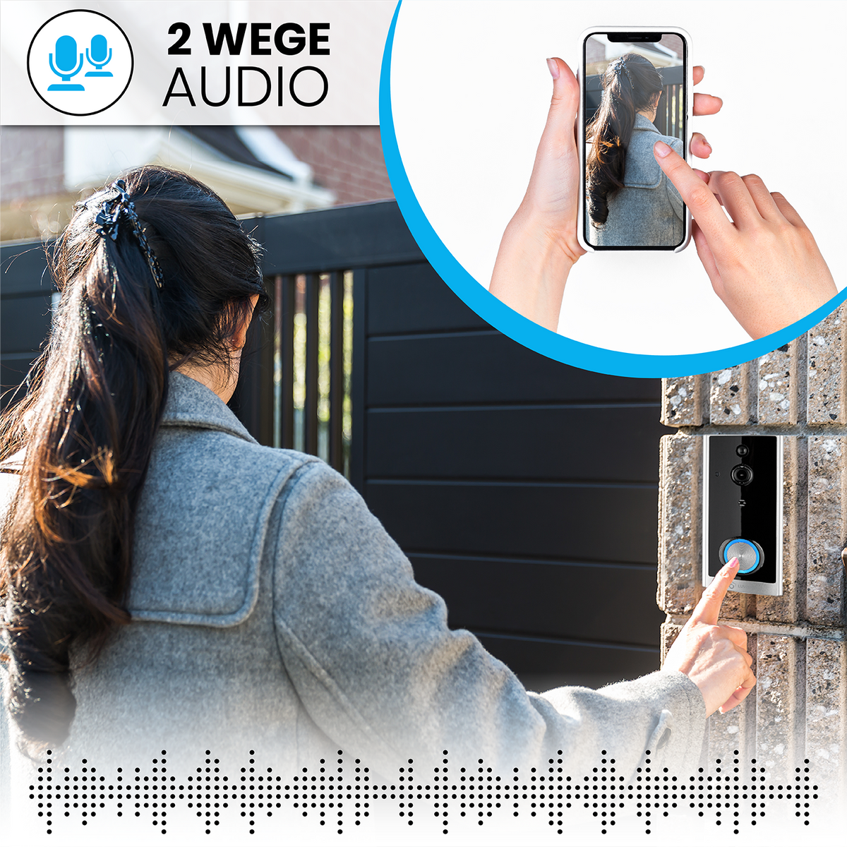 LUVISION WLAN Funk Video Türklingel mit Kamera Tuya App kompatibel Alexa Show Türglocke silber