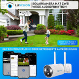 LUVISION Dual WLAN Solar Akku Überwachungssystem 10 Kanal NVR 4MP Überwachungskamera Set Mikrofon
