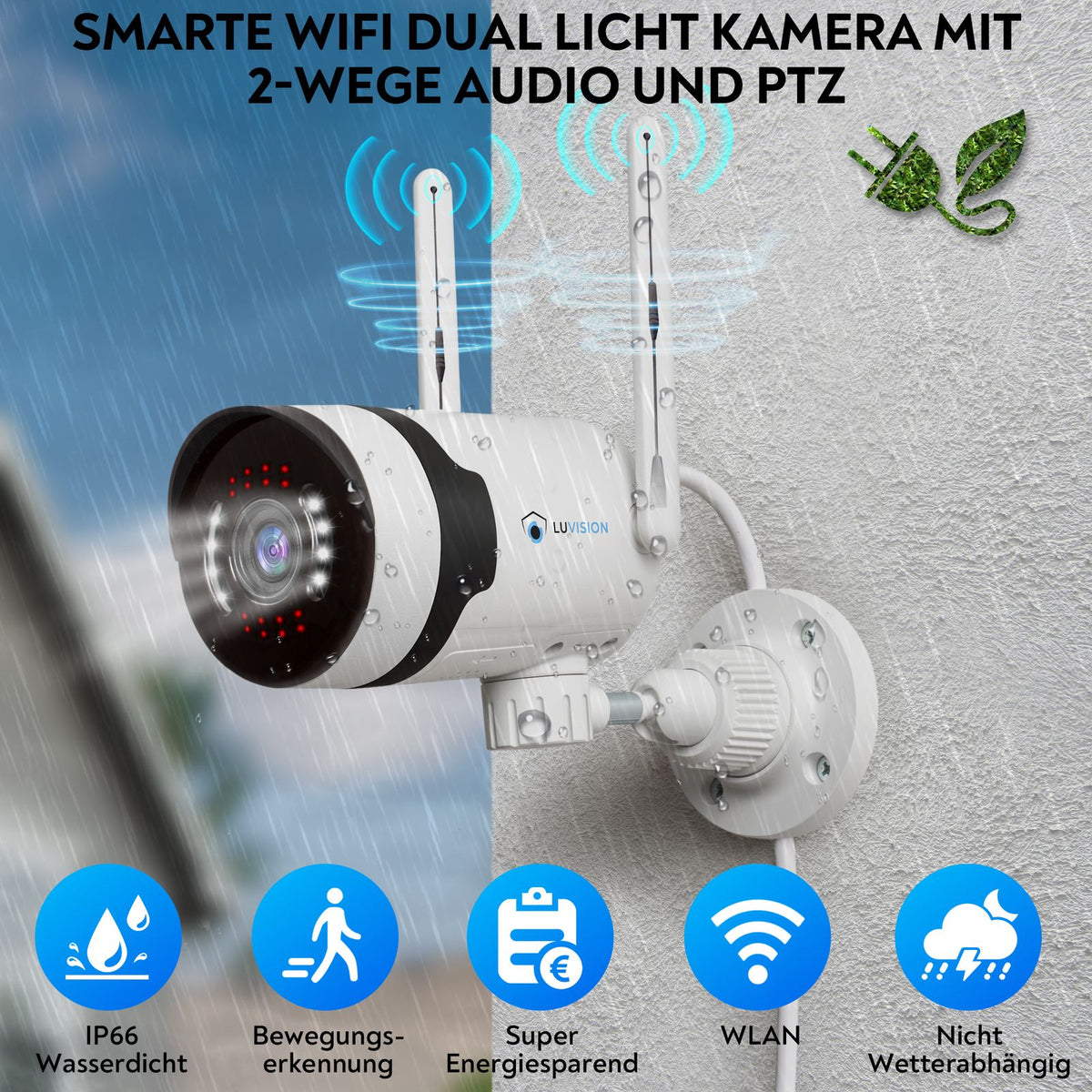 LUVISION Dual WLAN PTZ Surveillance System with Monitor 5MP, Microphone, Siren, Night Vision, AI Motion Tracking