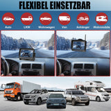 CARMATRIX Solar Rückfahrsystem 7" IPS-HD Monitor Rückfahrkamera für Wohnmobil, Wohnwagen, Transporter