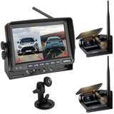 CARMATRIX Solar Reversing System 7" Monitor Magnetic Reversing Camera with Battery for RV, Truck, Van