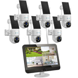 LUVISION Dual WiFi PTZ Surveillance System with LED Monitor, 4MP Solar PTZ Surveillance Camera, Microphone, Siren, Smart Night Vision